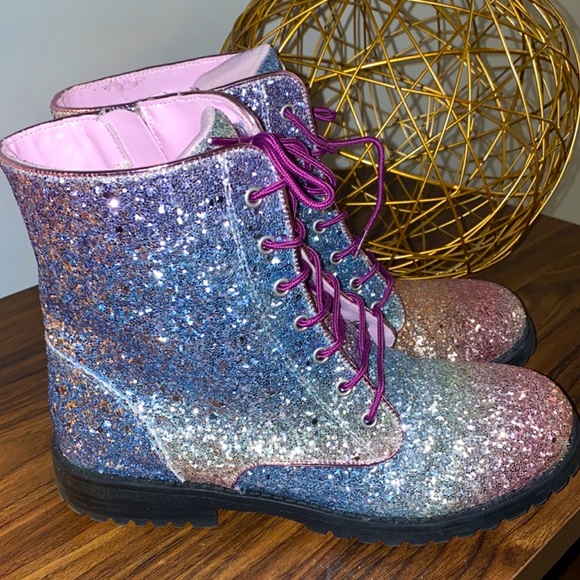 Sam Edelman Other - Sam Edelman glitter combat boots girls size 4